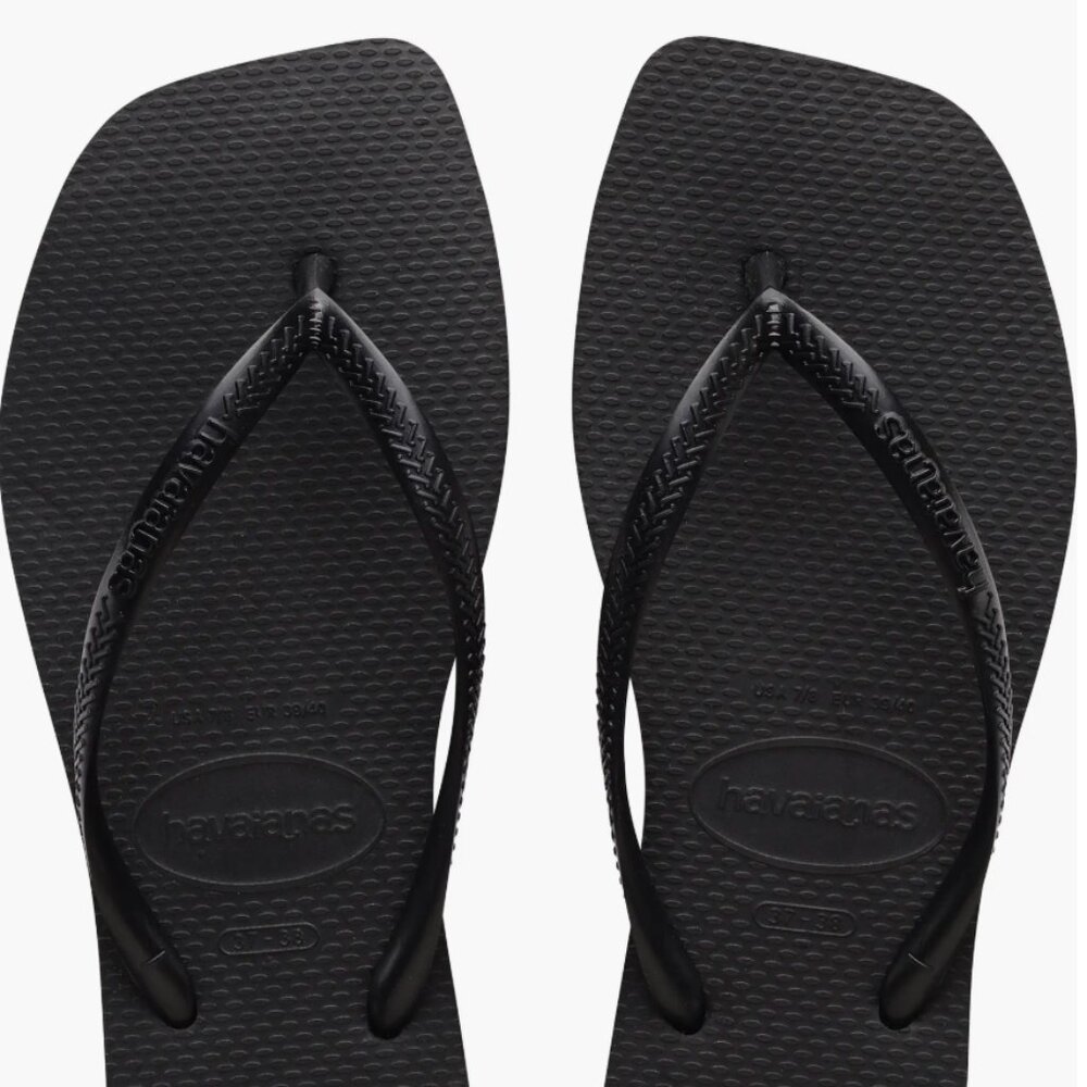 HAVAIANAS SQUARE TOE FLIP FLOP SANDAL - BLACK | SIZE 9 | BEST SELLER | NEW - Picture 9 of 9